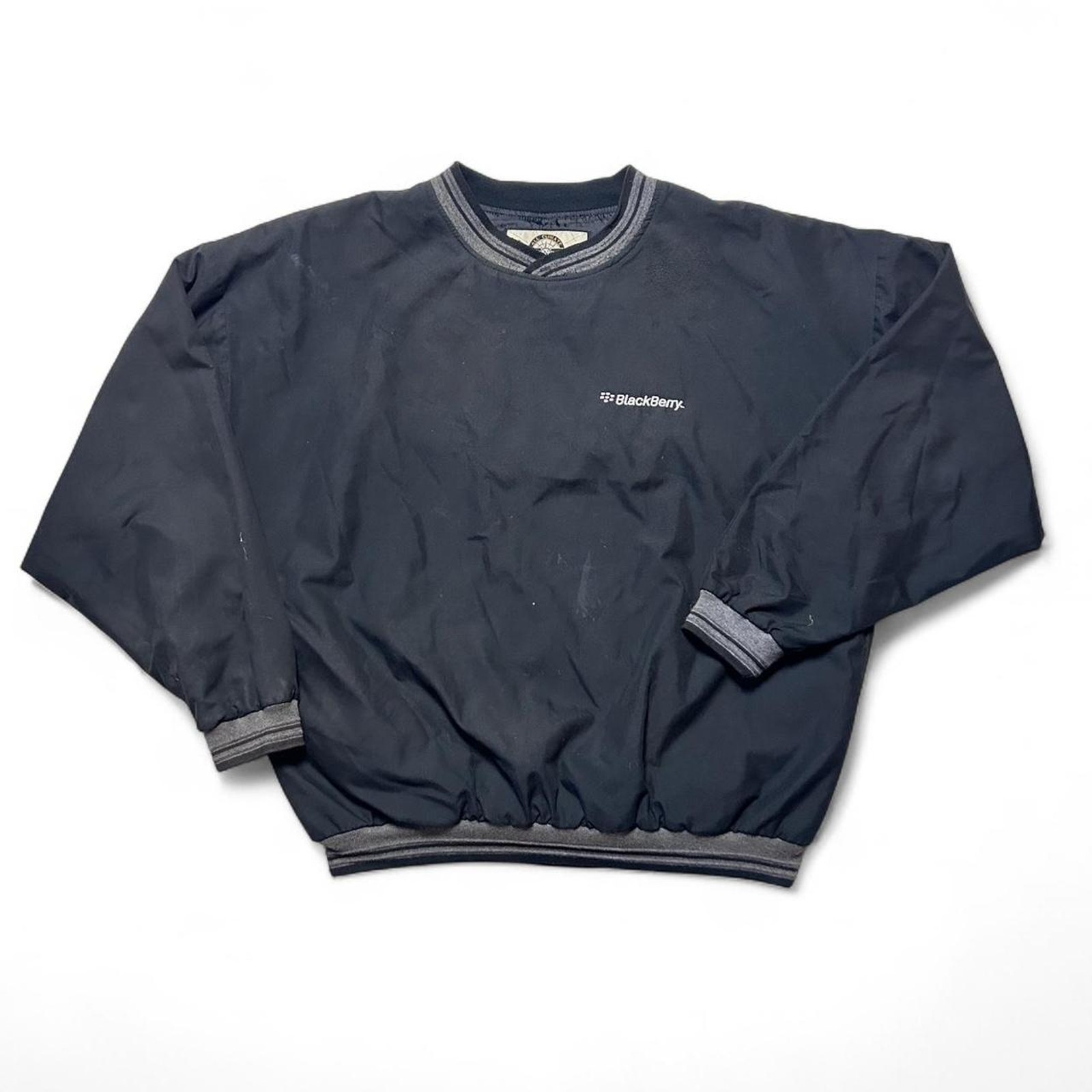 Blackberry Mobile Device Vintage Y2k Promo Black Pullover Golf Windbreaker Large